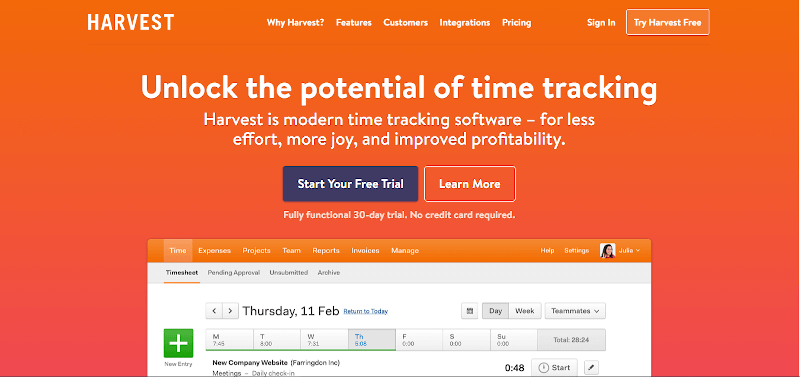 Harvest is a versatile time management software