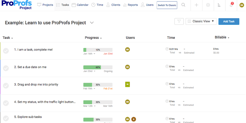 oProfs Project is one of the best time management software