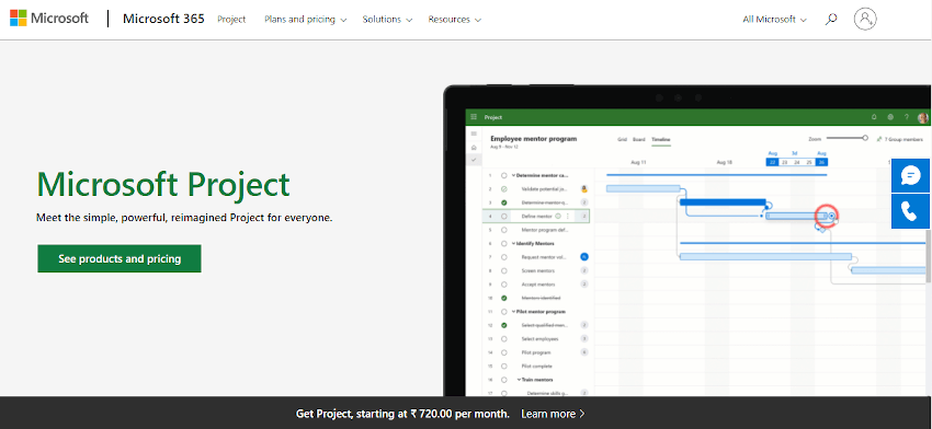 MS Project- project scheduling tool