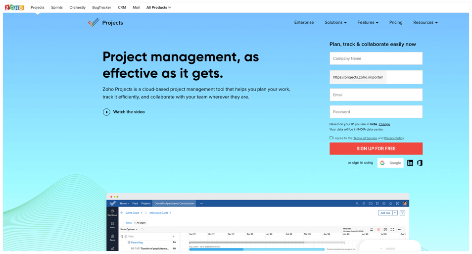 Zoho Project- project scheduling tool