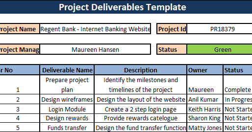 Project Deliverables template