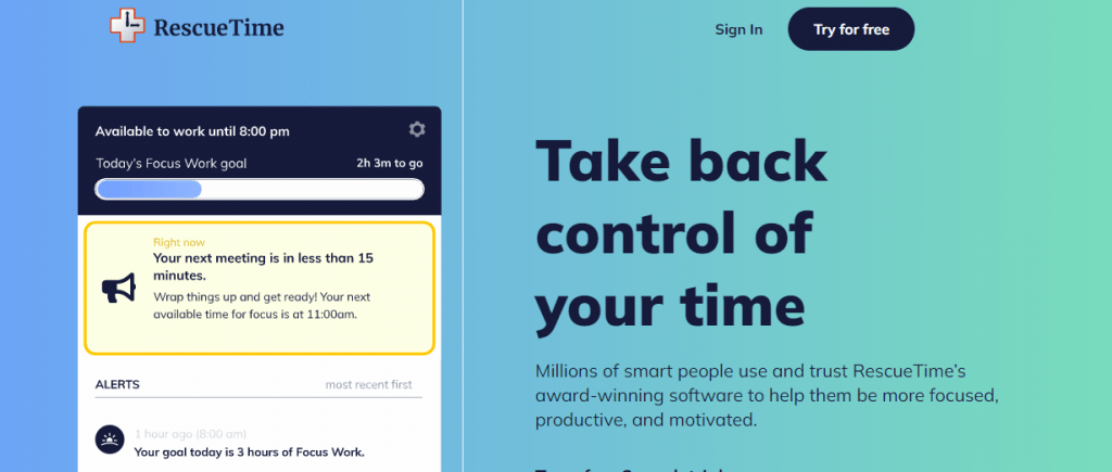 Rescue time: Best Productivity improvement Software