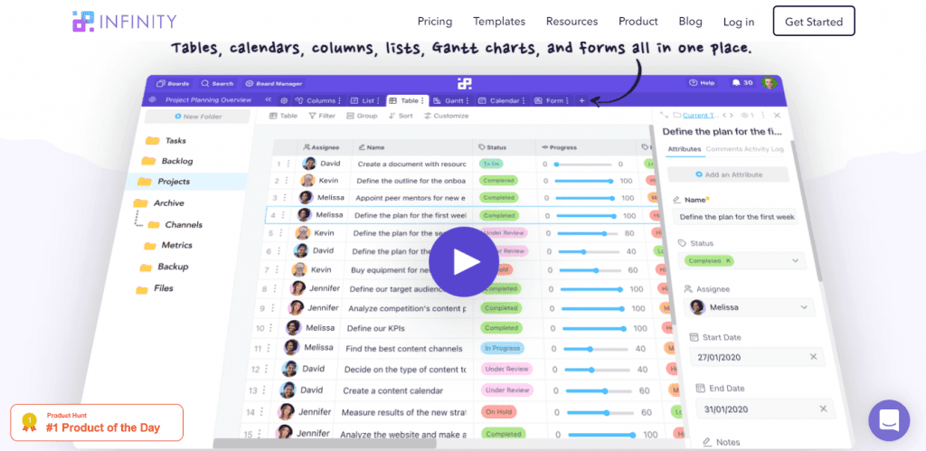 Infinity is product roadmap software