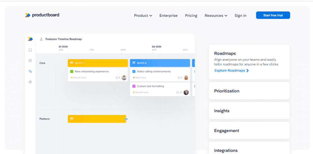 Product board is a roadmap planning software