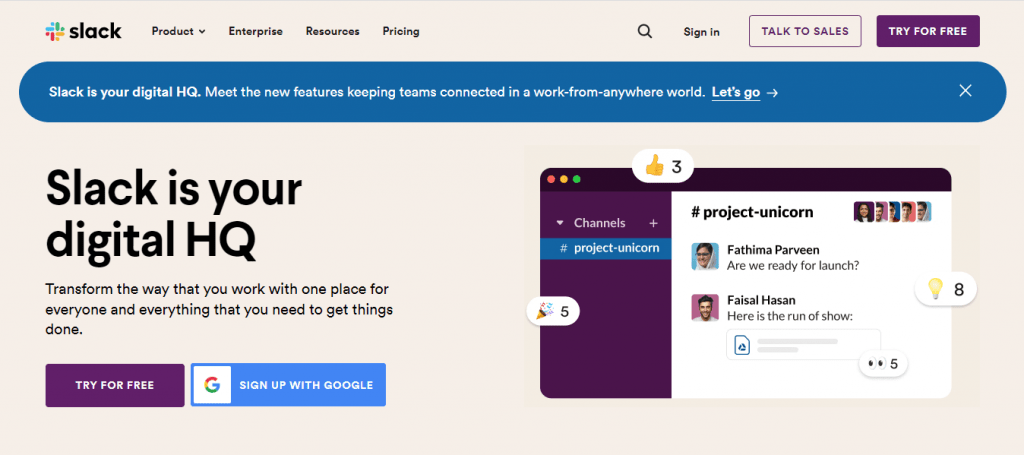 Slack is product management system