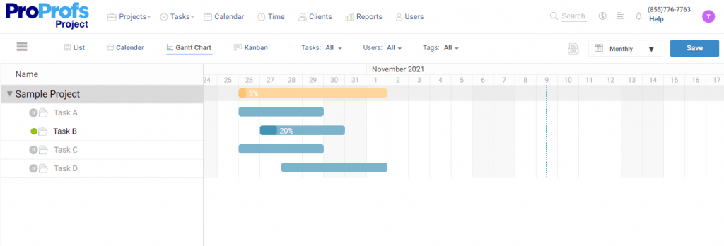 Gantt chart show dependencies