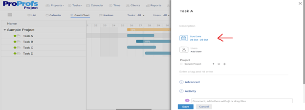 Set timeline in gantt chart