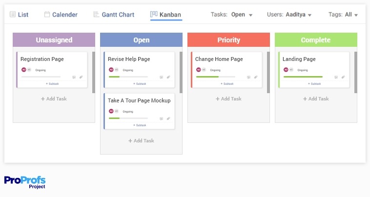 Design project kanban board example