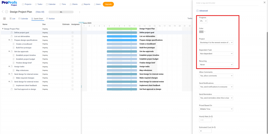 Set Task Properties