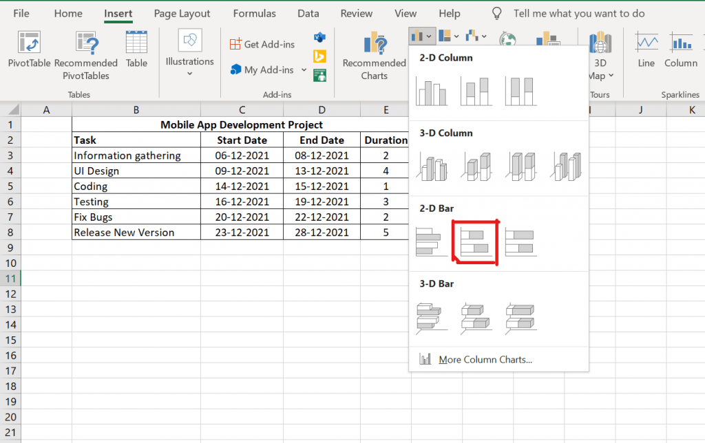 Add a stacked bar chart