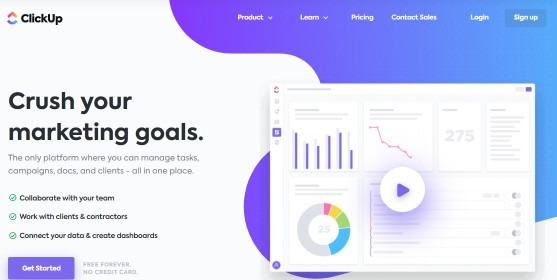 Clickup is simple marketing project management software