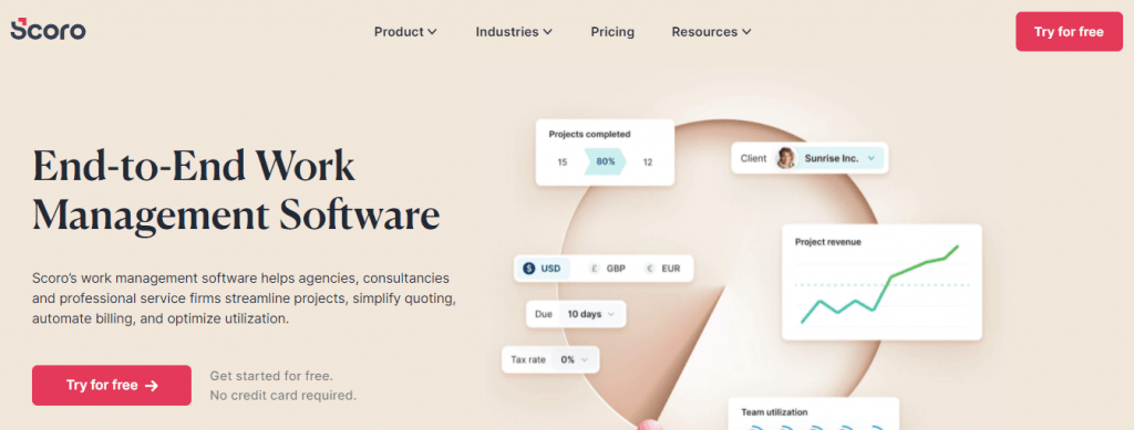 Scoro is best project management software tools