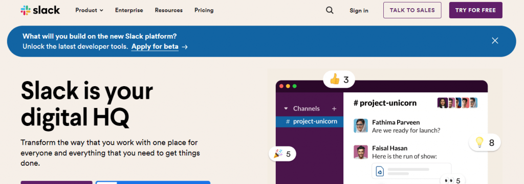 Slack is a online collaboration tool for teams
