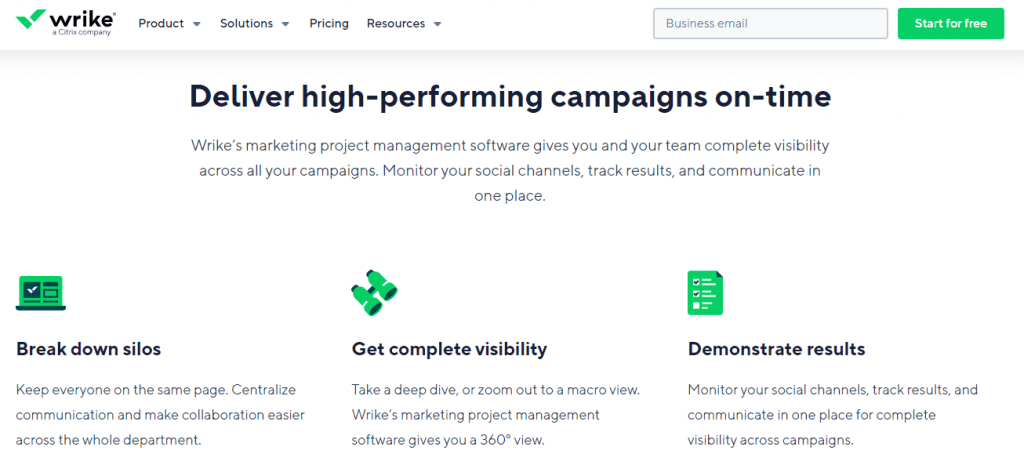 Wrike is a project management software for marketing     
