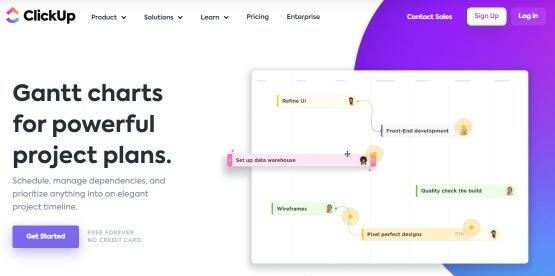 ClickUp is project management software offering gantt chart