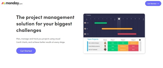 Monday.com is a simple online gantt chart maker