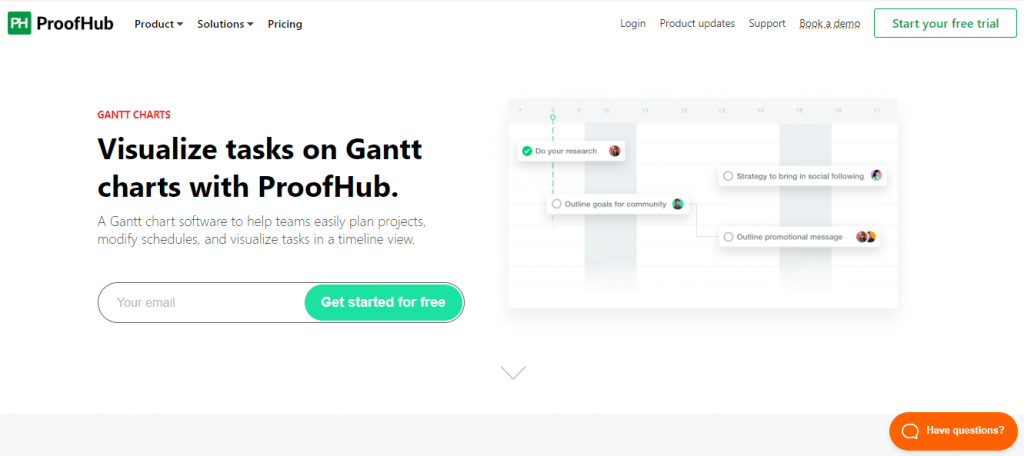 Proofhub has gantt chart for project management purpose