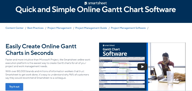 Smartsheet is a cloud based gantt chart tool