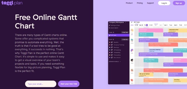 Toggleplan is a simple gantt chart software
