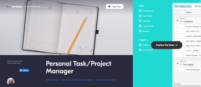 Airtable is a task management software for individual