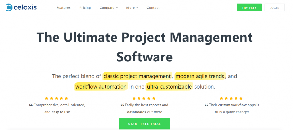 Celoxis helps in project management just like wrike