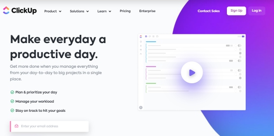 Clickup is a personal project management software