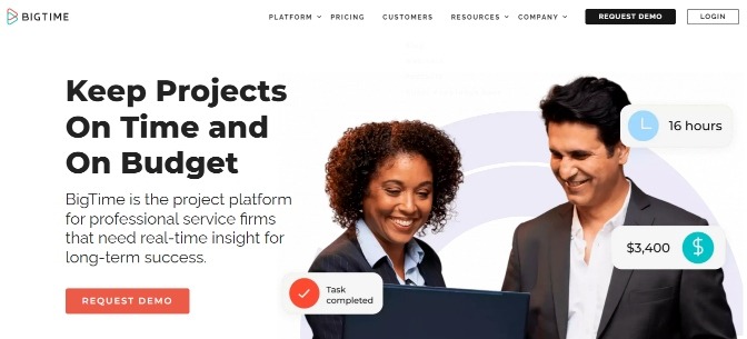 Accounting firm project management software offered by BigTime.