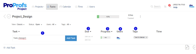 adding task variable in proprofs project
