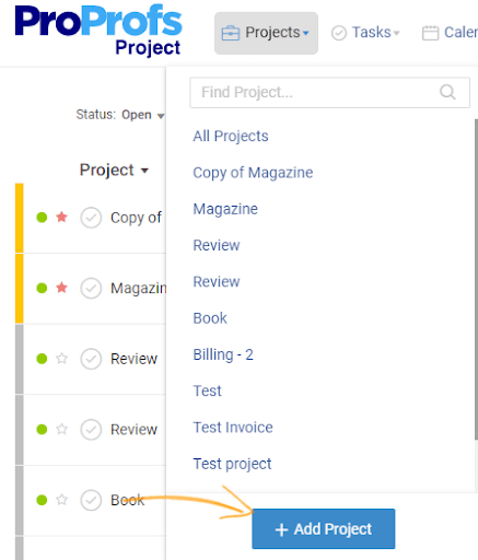 Add a new project in ProProfs Project