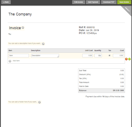 what an invoice will look like