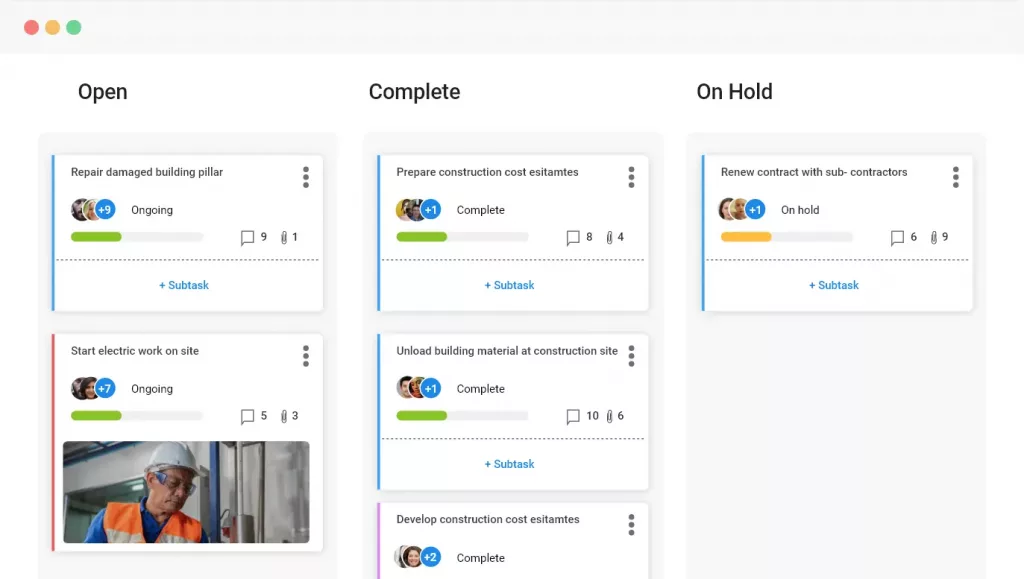Kanban board also enables you to attach