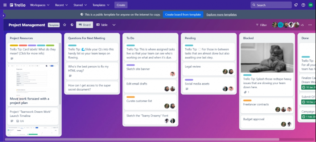 Trello - Best for real-time project monitoring