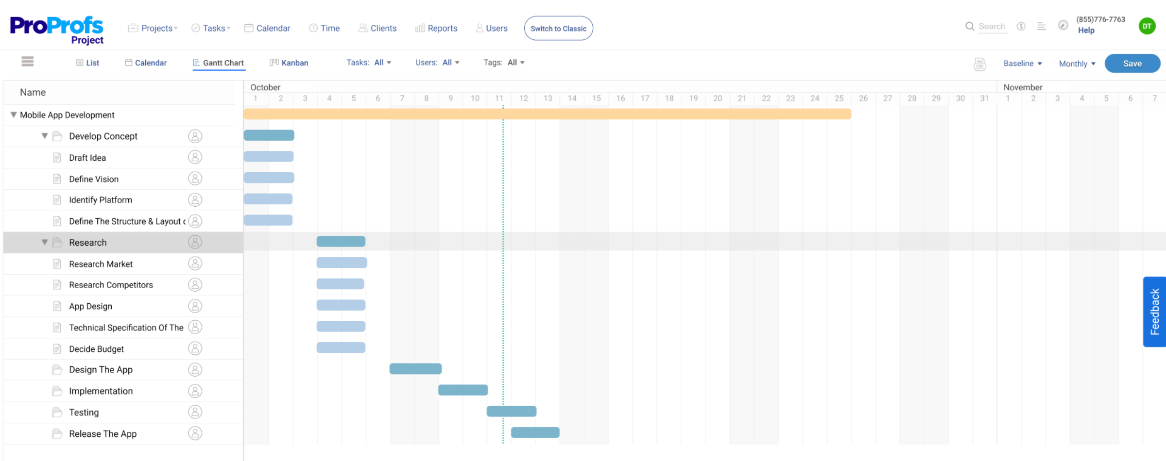 example of gantt chart for research project
