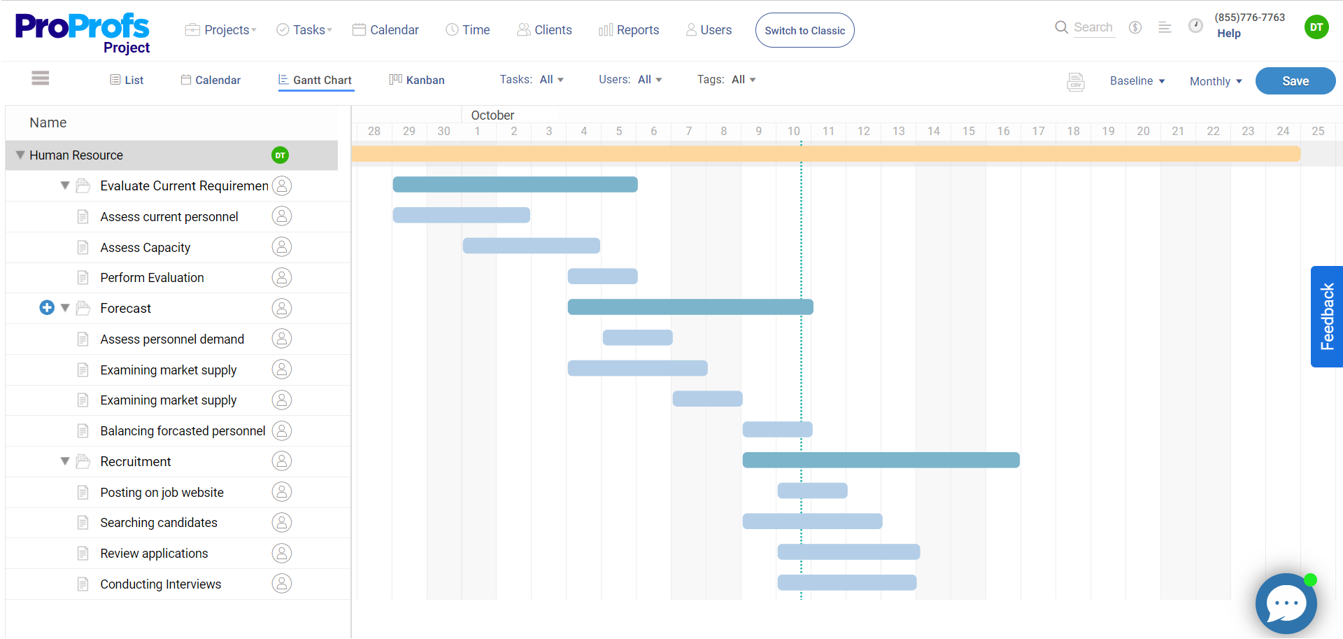 example of gantt chart for research project