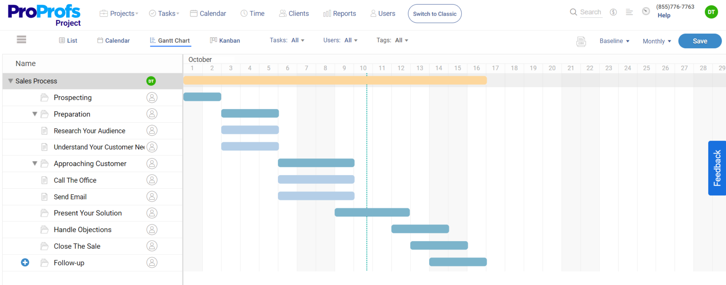 example of gantt chart for research project