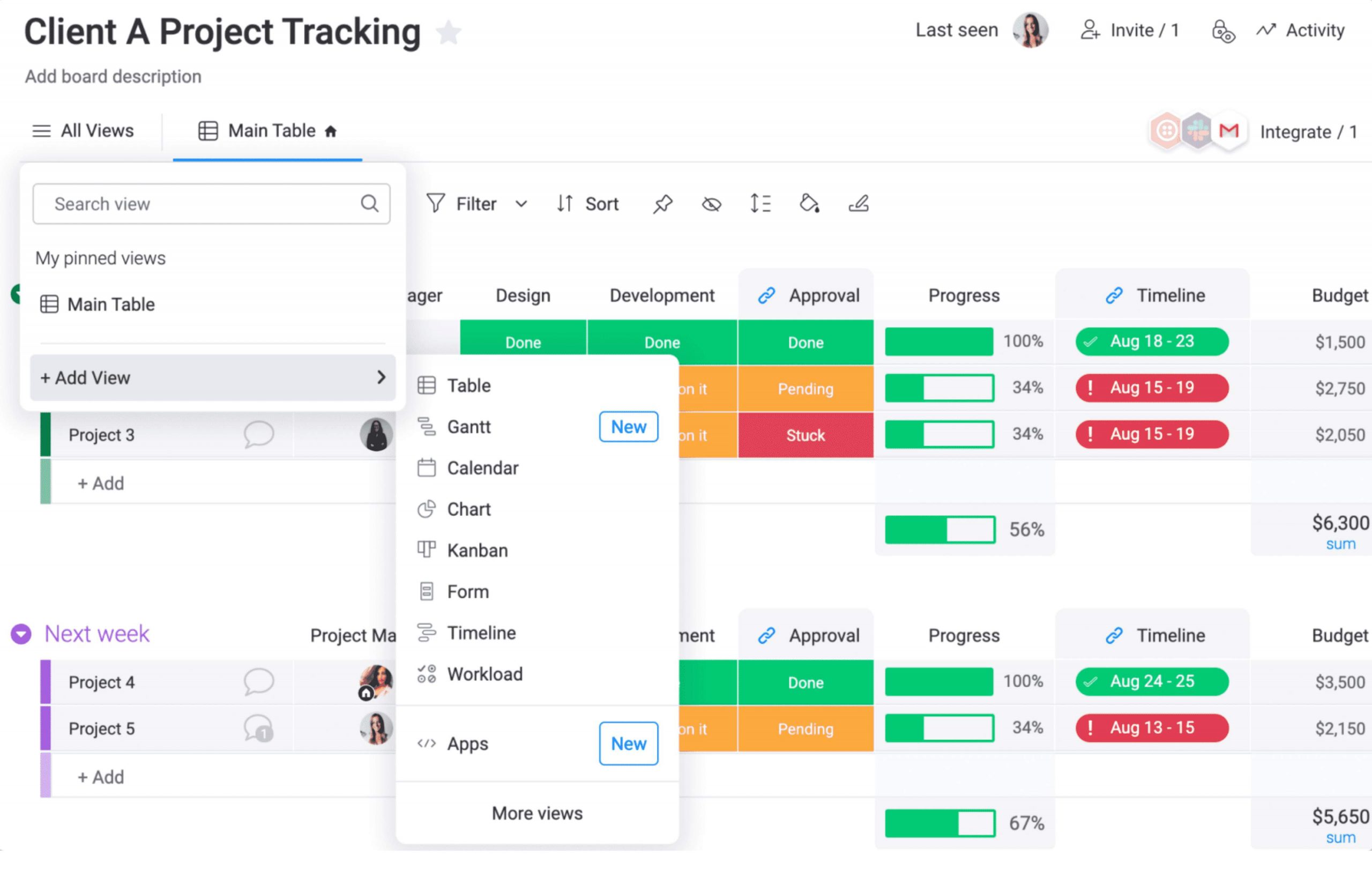 monday.com interface