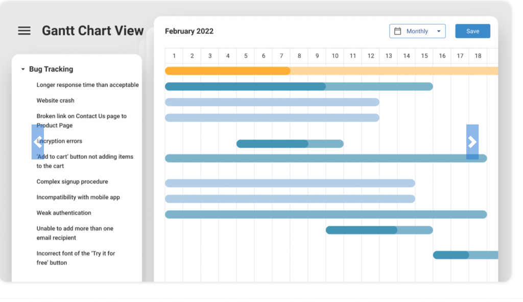 Gantt Chart View- Identify critical success factors in projects