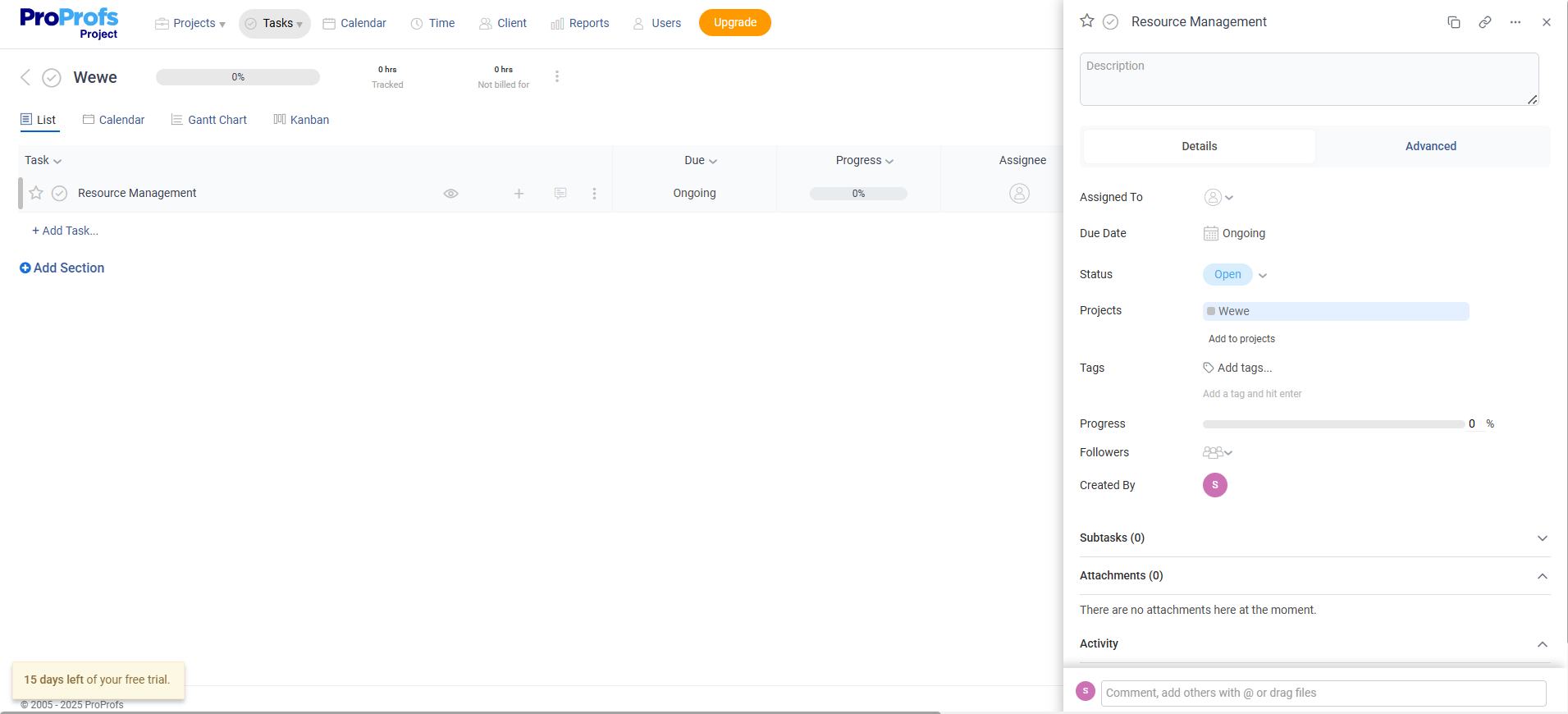 Create tasks - Project human resource management