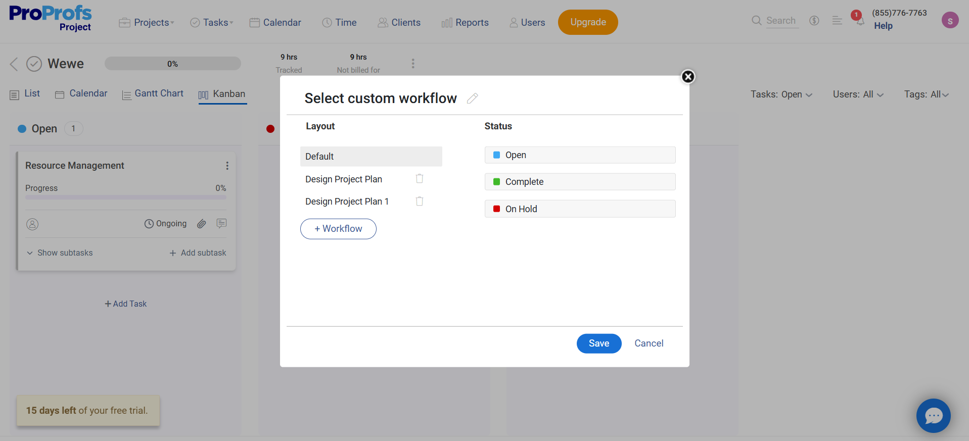 Create workflows for project human resource management