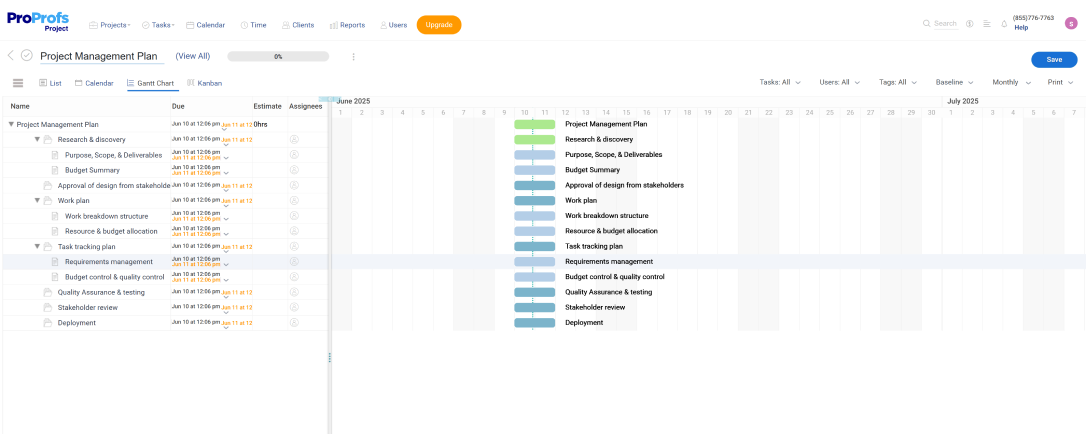 Gantt Chart Template for Project Management