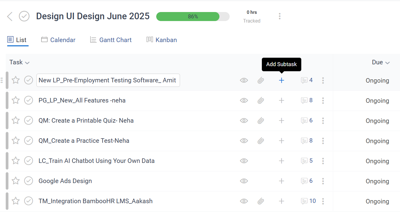 Add a task or subtask