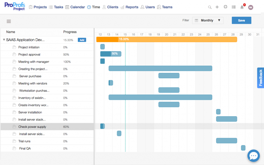 Project Tracking with gantt chart and kanban views
