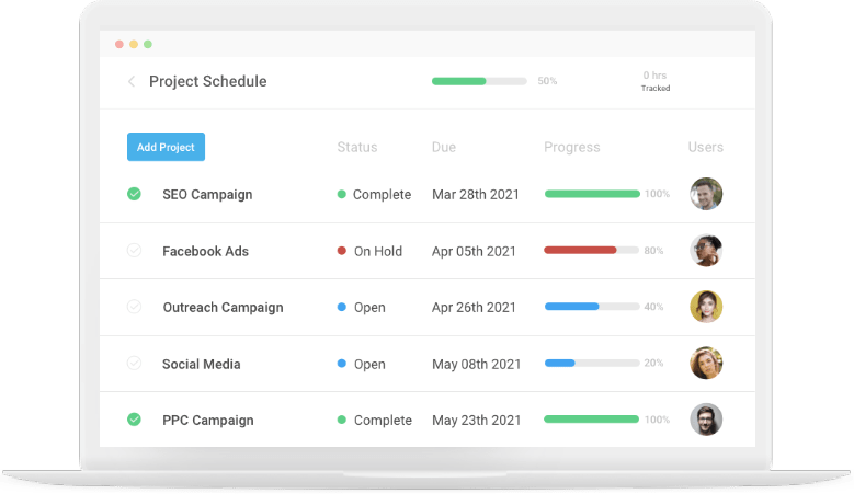 Project Schedule Template for internal and external project management