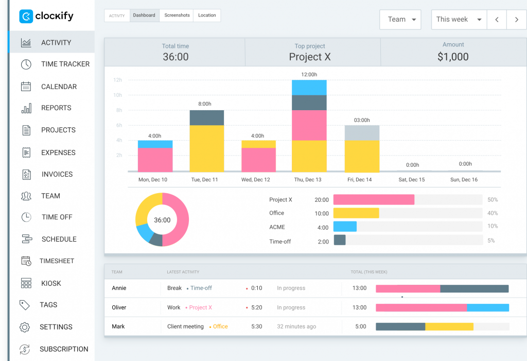 time management software Clockify
