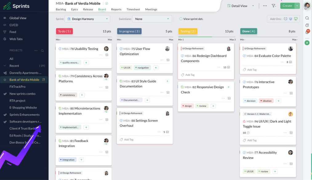 Zoho Sprints - agile project management tools