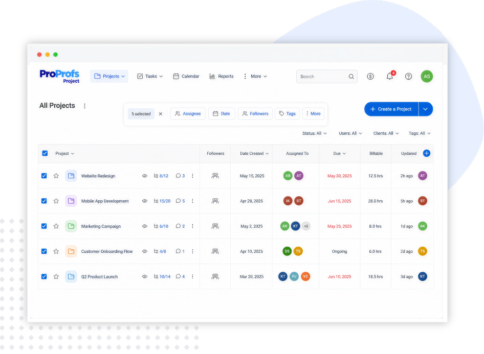 Multiple selection feature for quick bulk action