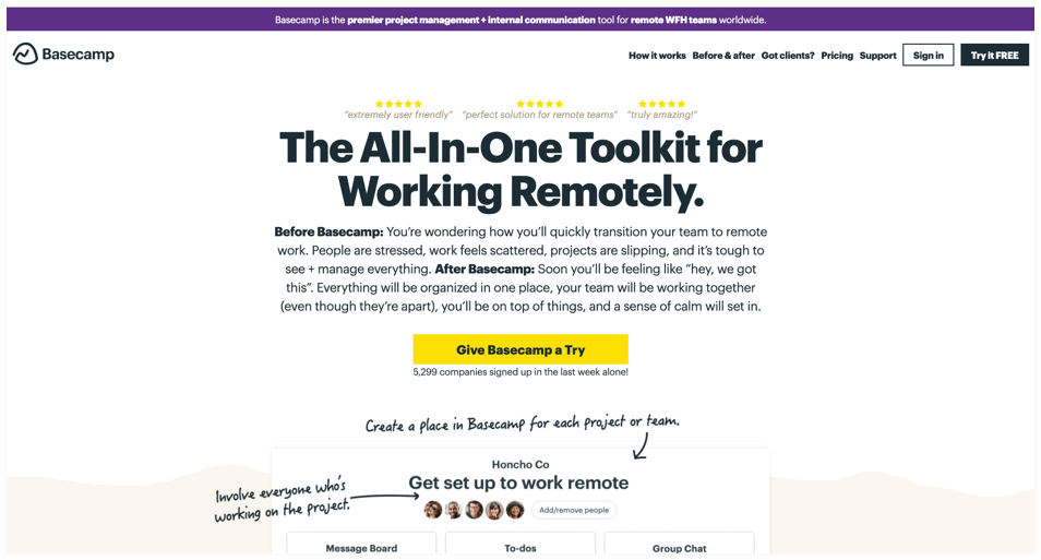Basecamp-marketing project management software