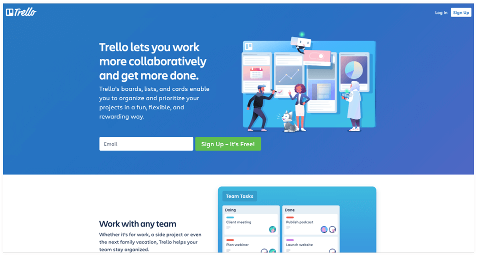 Trello-best Marketing project management tool