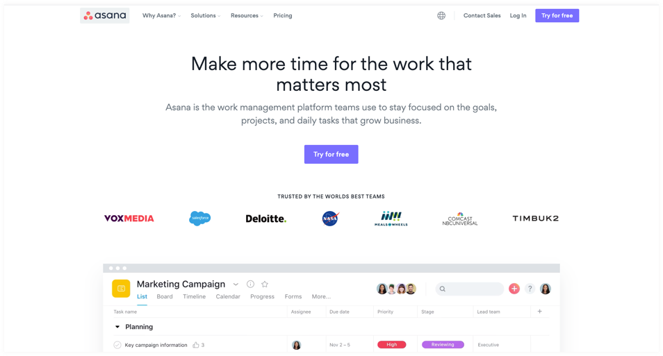 Asana- online collaboration software