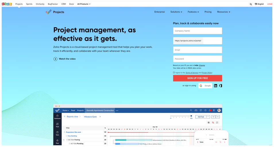 Zoho Projects- cloud collaboration software